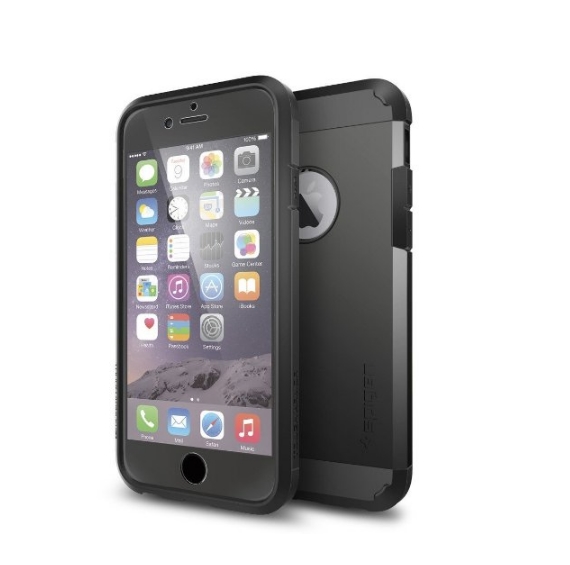 iPhone 6 Case Spigen Tough Armor  Heavy Duty  Gunmetal Dual Layer EXTREME Protection Cover smooth black